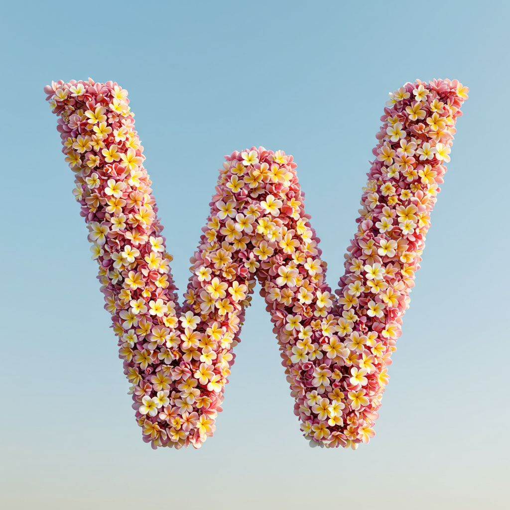 Plumeria — letter W (variant 2)