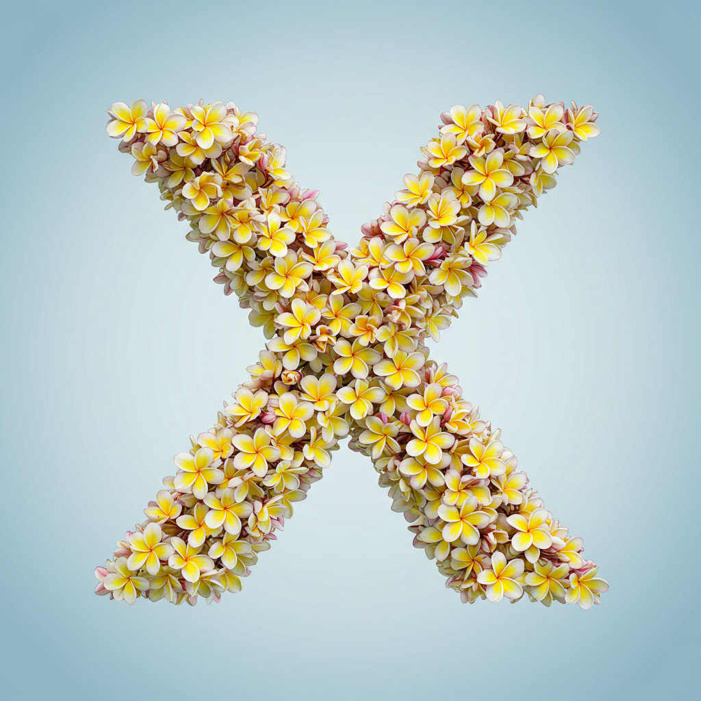 Plumeria — letter X (variant 2)