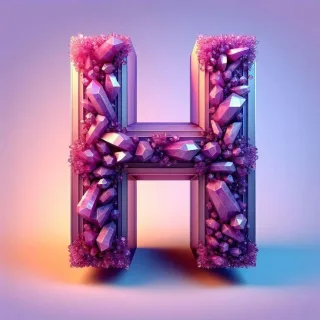 Purple crystal — letter H