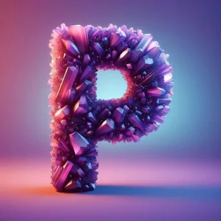 Purple crystal — letter P