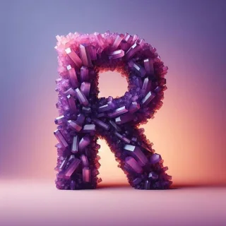 Purple crystal — letter R