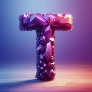 Purple crystal — letter T