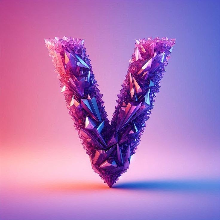 Purple crystal — letter V