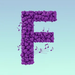 Purple hearts — letter F