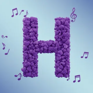 Purple hearts — letter H (variant 2)