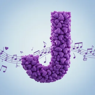 Purple hearts — letter J