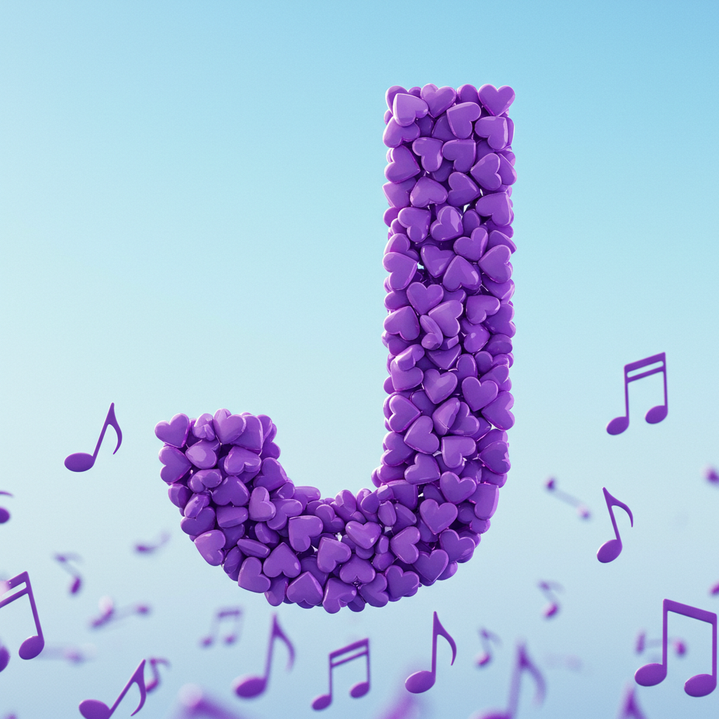 Purple hearts — letter J (variant 2)
