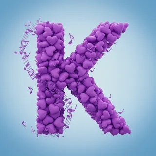 Purple hearts — letter K (variant 2)
