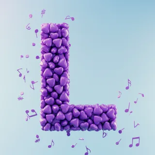 Purple hearts — letter L