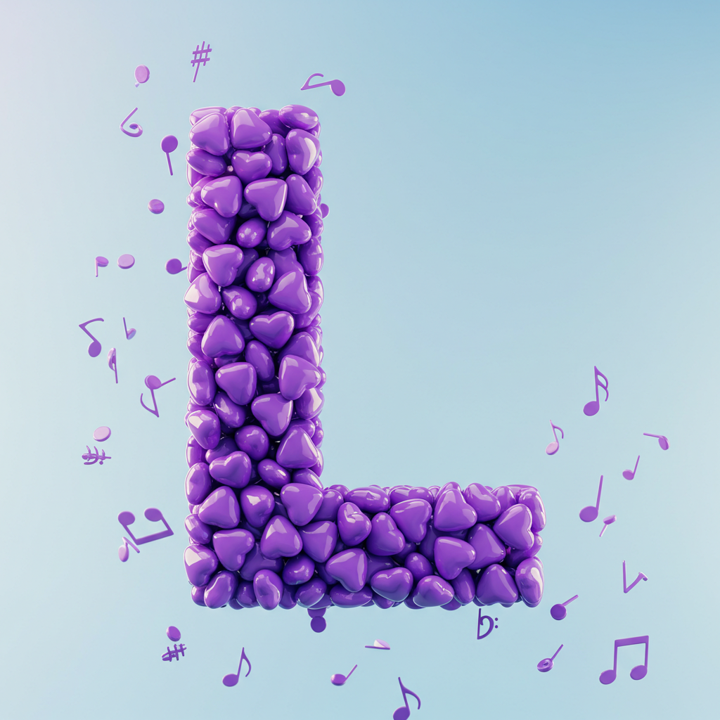 Purple hearts — letter L