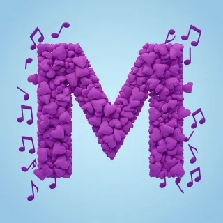 Purple hearts — letter M