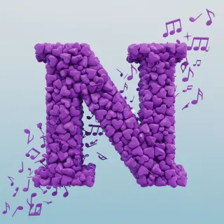 Purple hearts — letter N