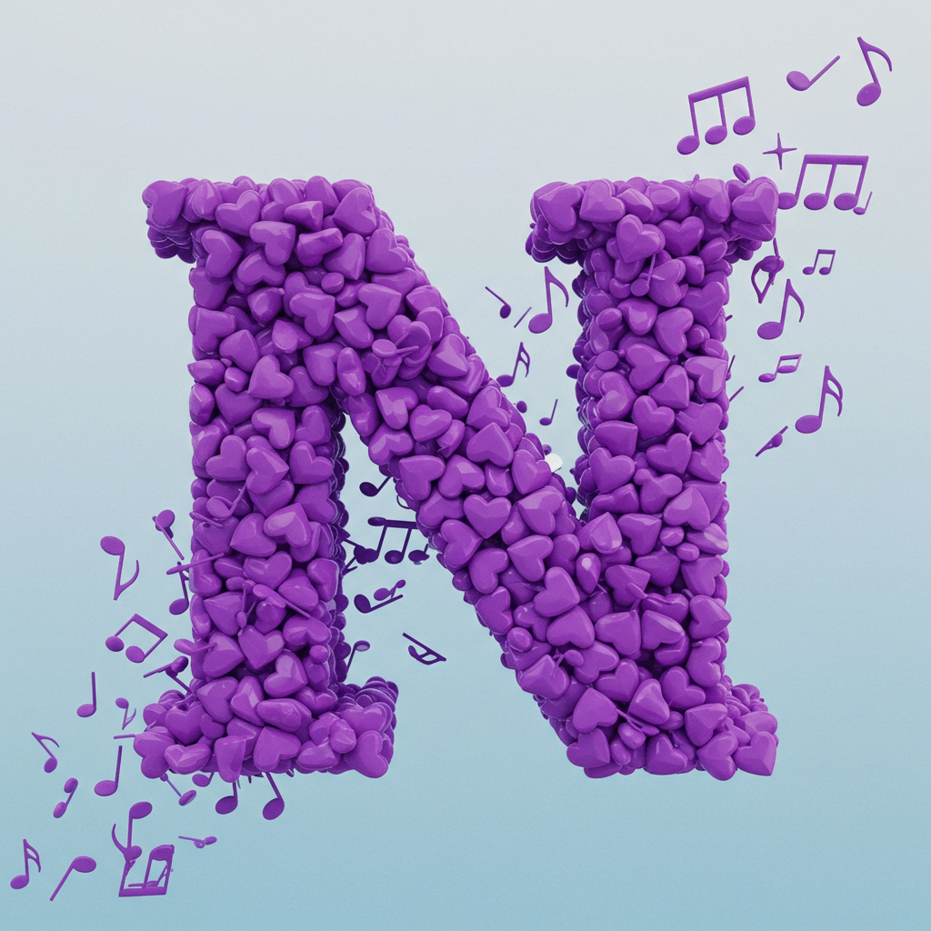 Purple hearts — letter N