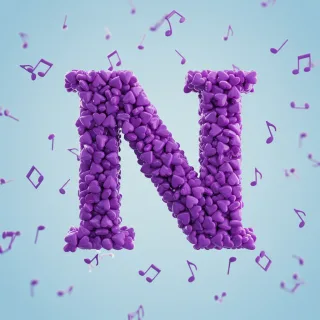 Purple hearts — letter N (variant 2)