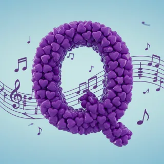 Purple hearts — letter Q (variant 2)