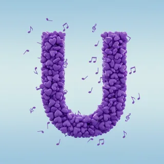 Purple hearts — letter U