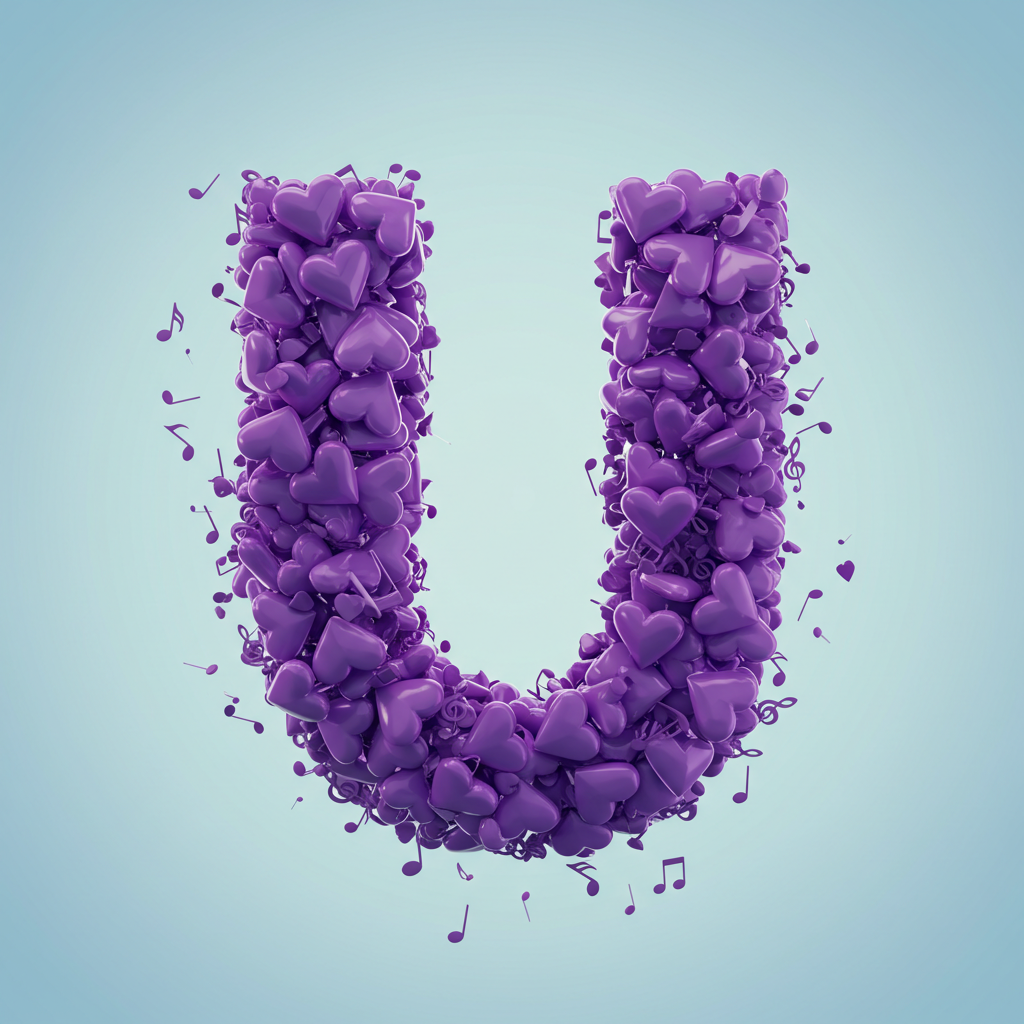Purple hearts — letter U (variant 2)