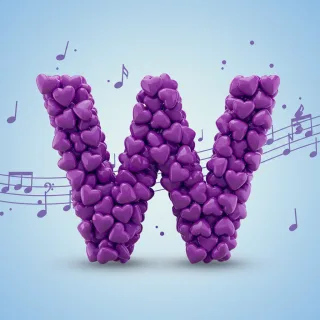 Purple hearts — letter W