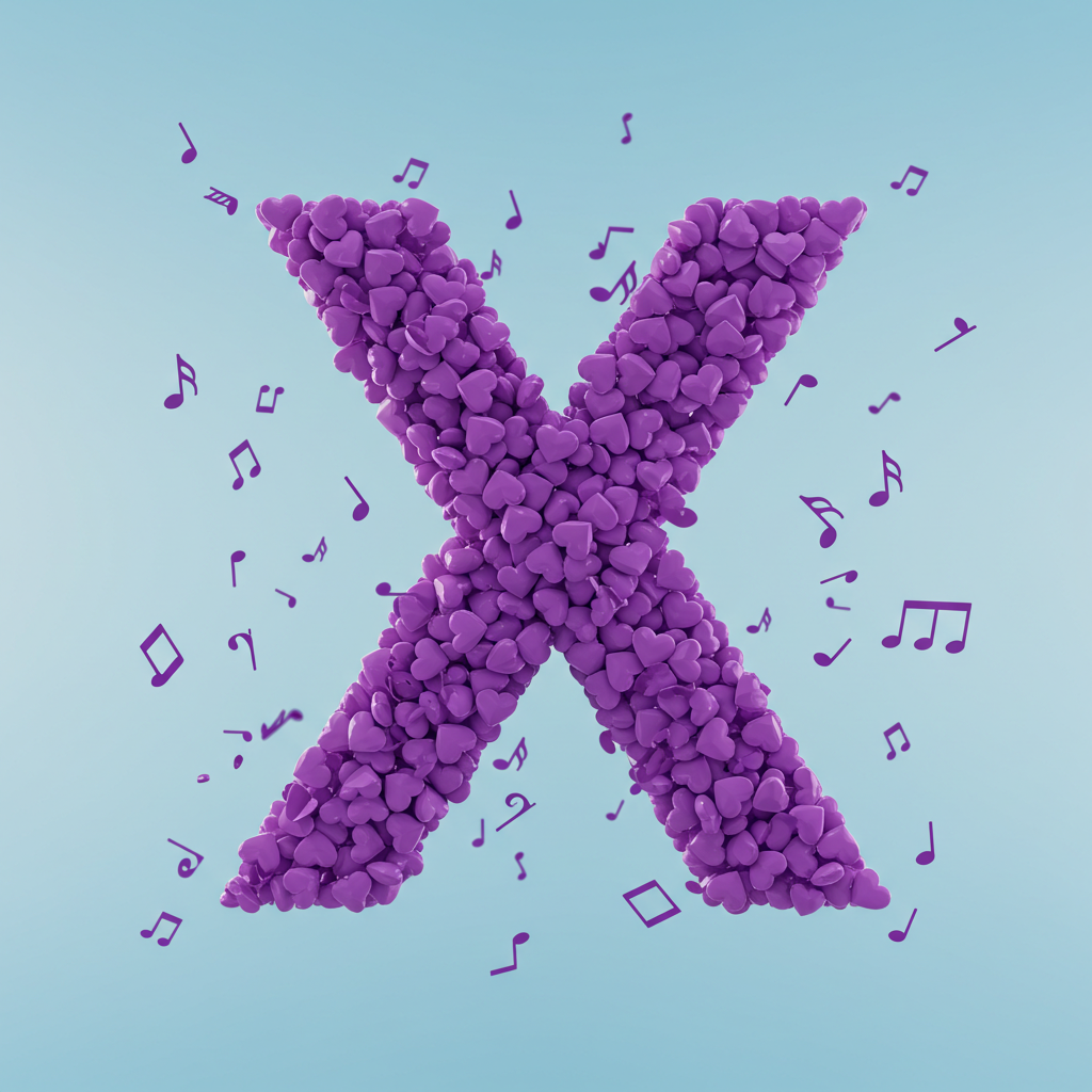 Purple hearts — letter X