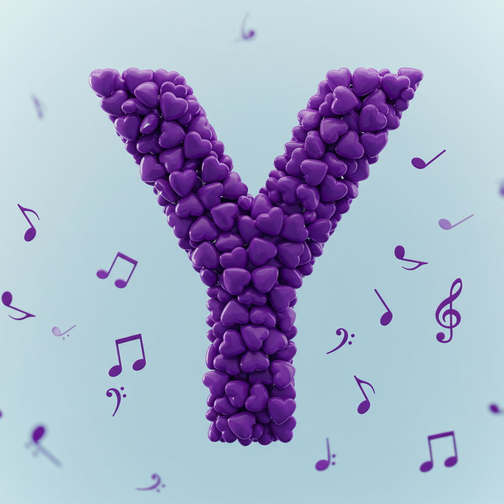 Purple hearts — letter Y (variant 2)