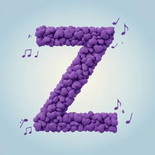 Purple hearts — letter Z (variant 2)