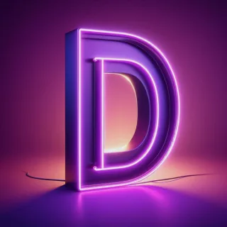 Purple neon — letter D