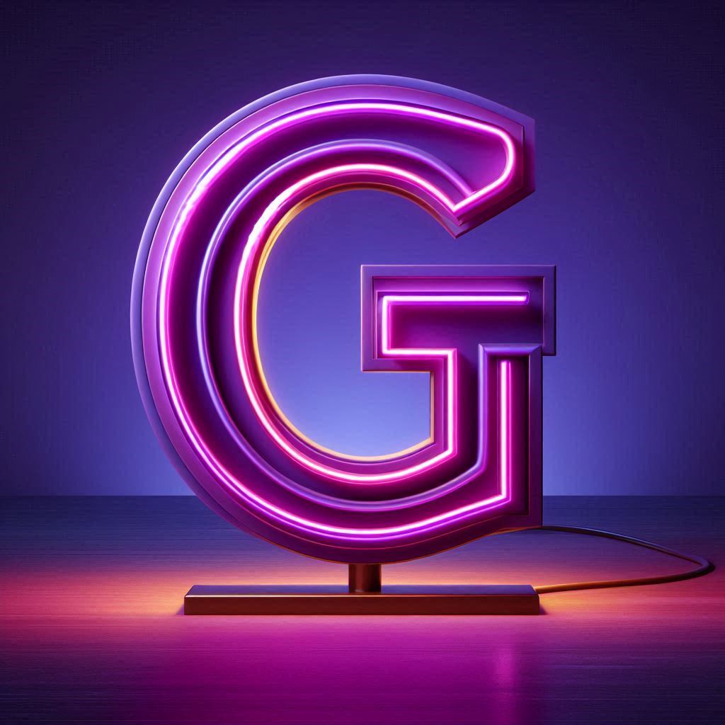 Purple neon — letter G
