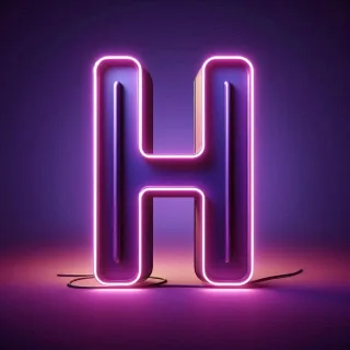 Purple neon — letter H