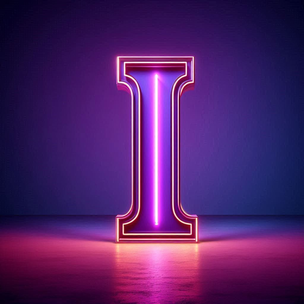 Purple neon — letter I