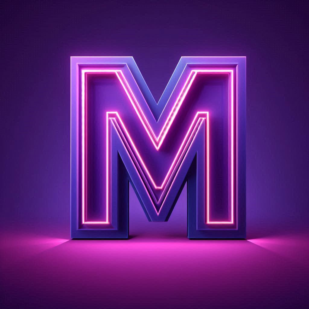 Purple neon — letter M