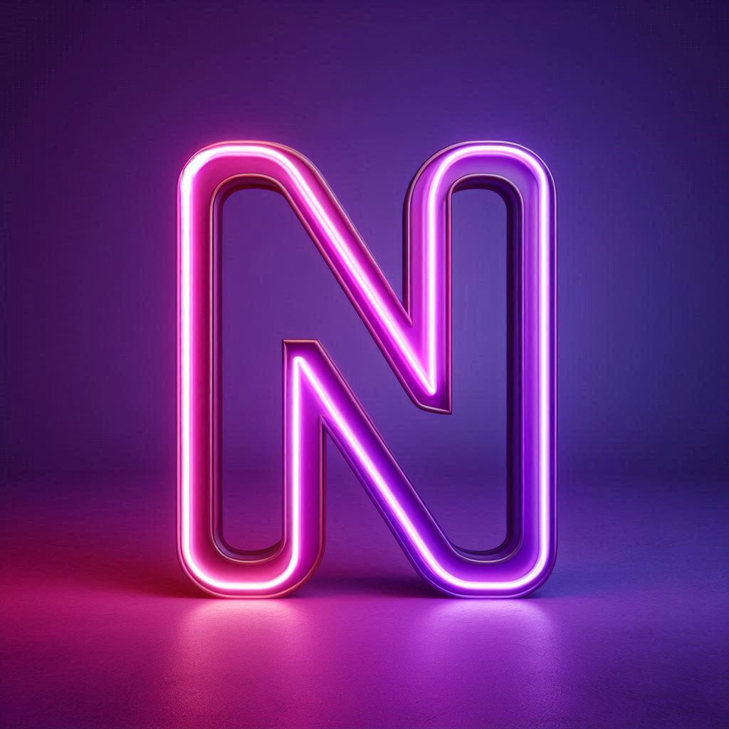 Purple neon — letter N