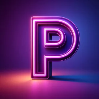 Purple neon — letter P