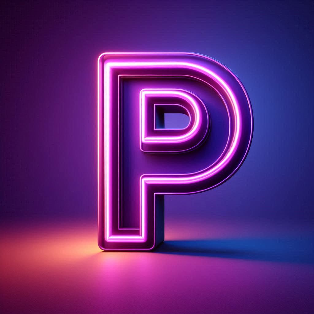Purple neon — letter P