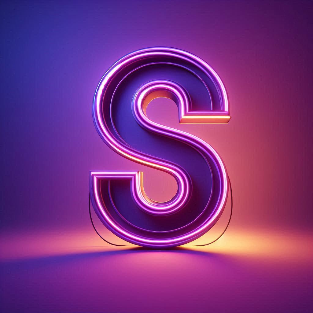 Purple neon — letter S