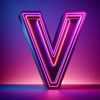 Purple neon — letter V