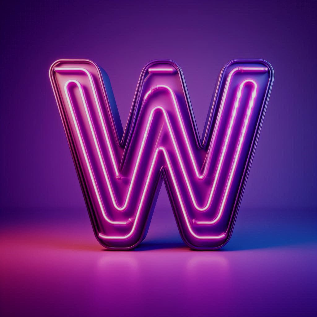 Purple neon — letter W