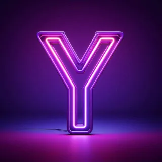Purple neon — letter Y