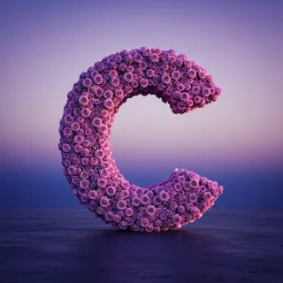 Purple rose — letter C (variant 2)