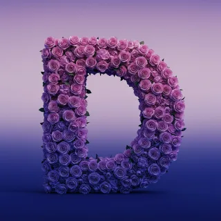 Purple rose — letter D (variant 2)