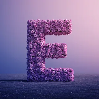 Purple rose — letter E