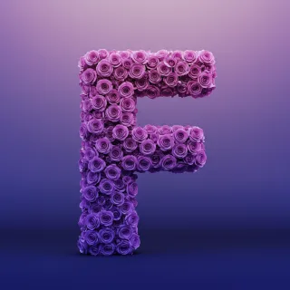 Purple rose — letter F (variant 2)