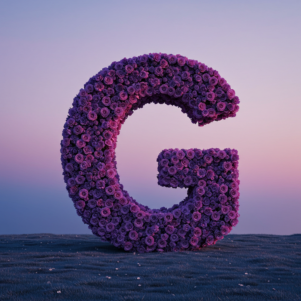 Purple rose — letter G (variant 2)
