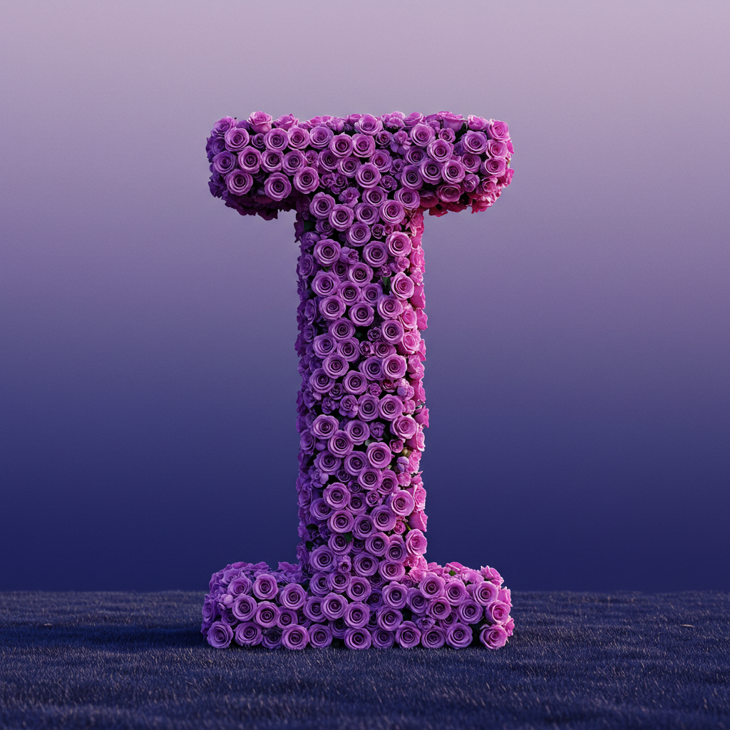 Purple rose — letter I