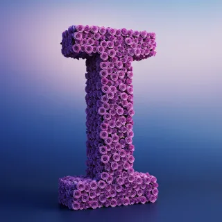 Purple rose — letter I (variant 2)