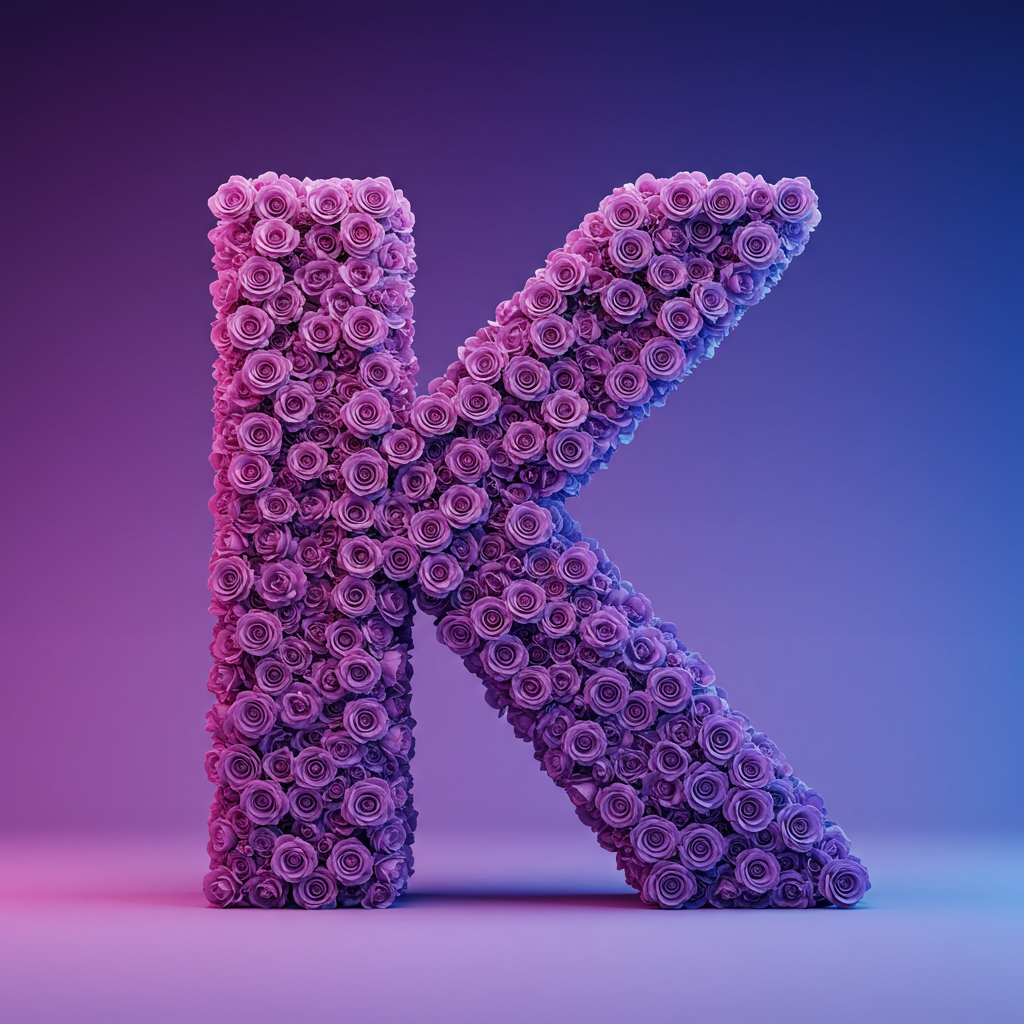 Purple rose — letter K (variant 2)
