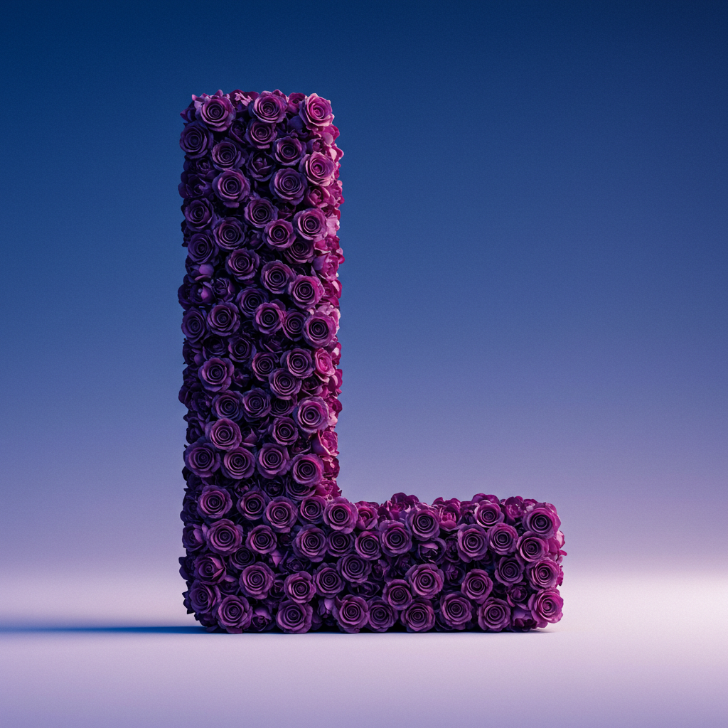 Purple rose — letter L (variant 2)