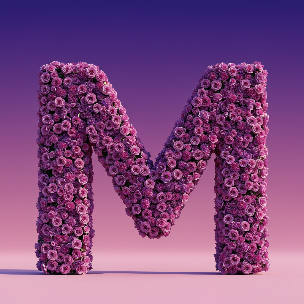 Purple rose — letter M