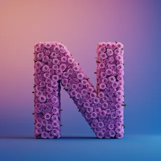Purple rose — letter N