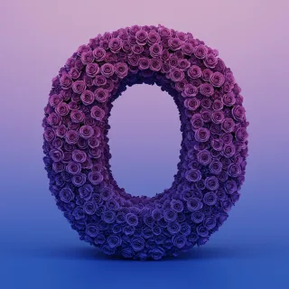 Purple rose — letter O (variant 2)