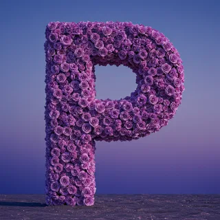 Purple rose — letter P